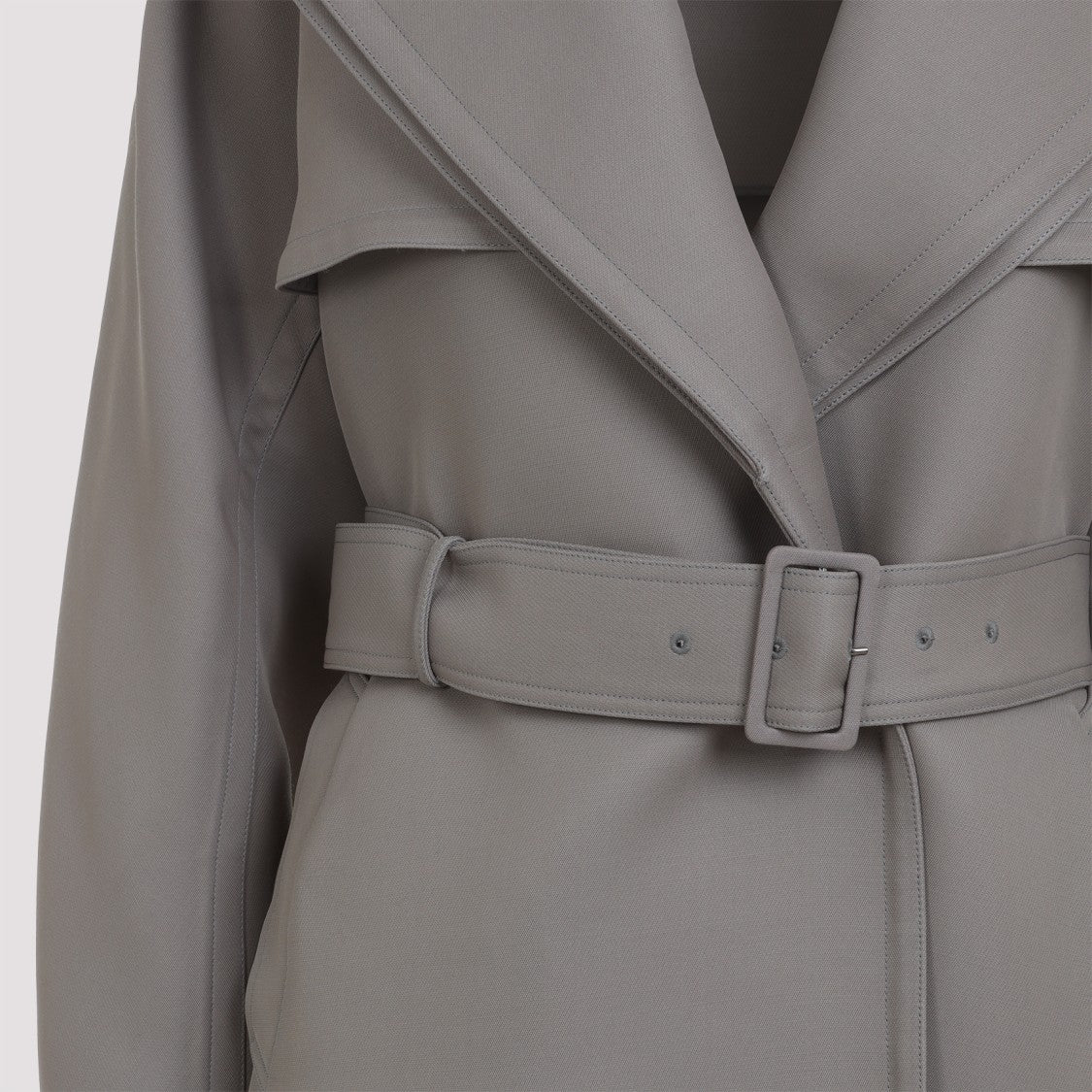 Alaïa Taupe Grey Wool Trench Coact Double Diagonal