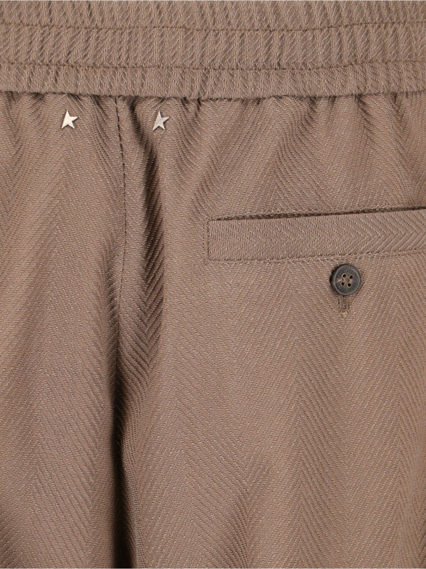 Golden Goose Taupe Wide-Leg Virgin Wool Sport Trousers