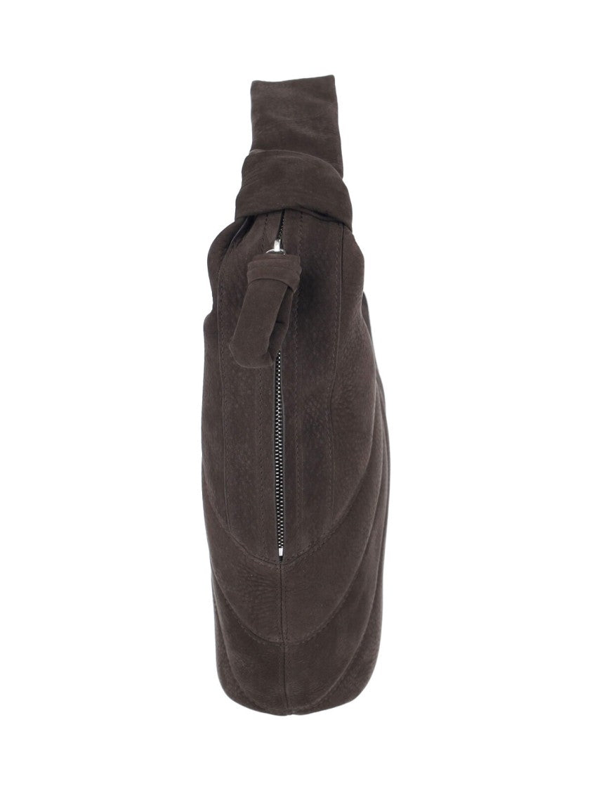 Lemaire Fortune Croissant Brown Nubuck Leather Shoulder Bag