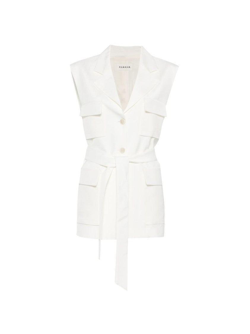Parosh Structured Sleeveless Notched Lapel Jacket