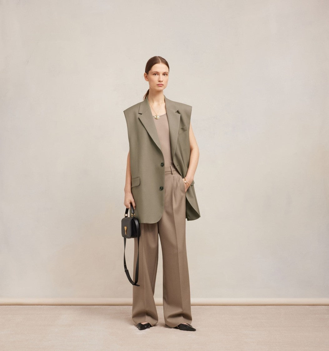 Ami Paris Sleeveless Tailored Blazer With Notch Lapel