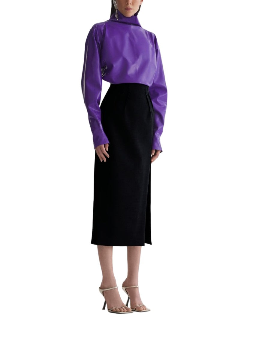 Mugler Black Panelled High Waist Slit Skirt