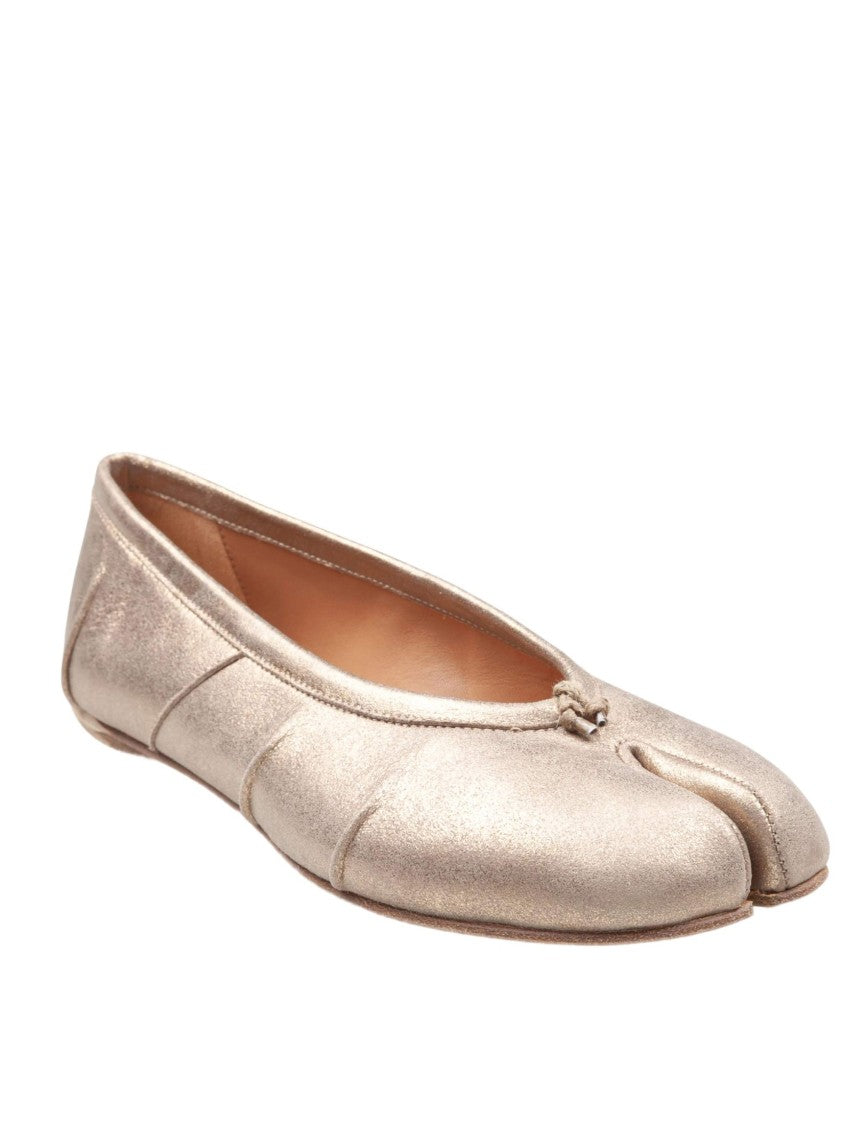 Maison Margiela Gold Metallic Leather Tabi Ballerina