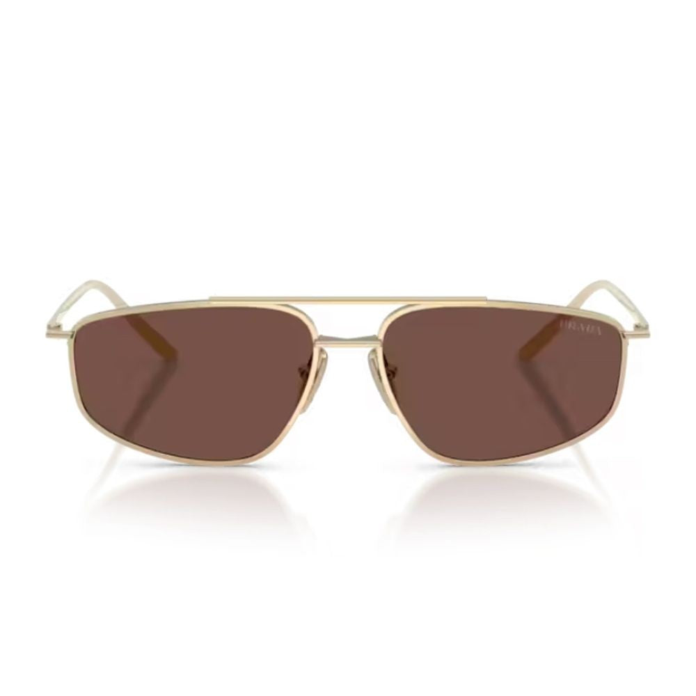 Prada Pr C51s Rectangular Light-Gold Metal Sunglasses