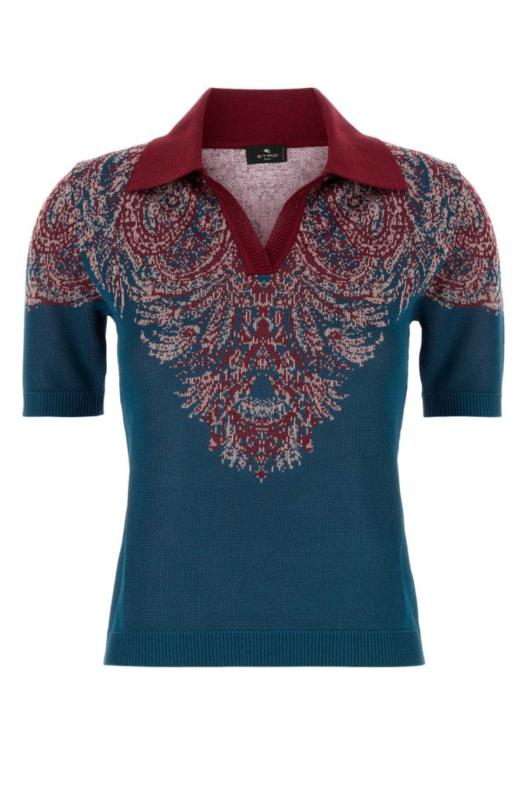Etro Air Force Blu Viscose Blend Polo Shirt