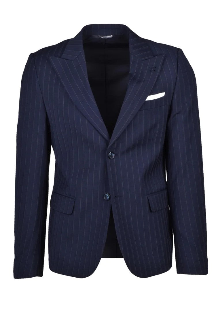 Grey Daniele Alessandrini Wool Stretch Jacket - Blue