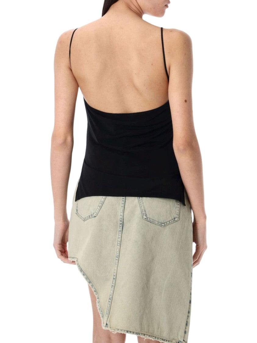 Coperni Black Backless Cowl Neck Draped Top