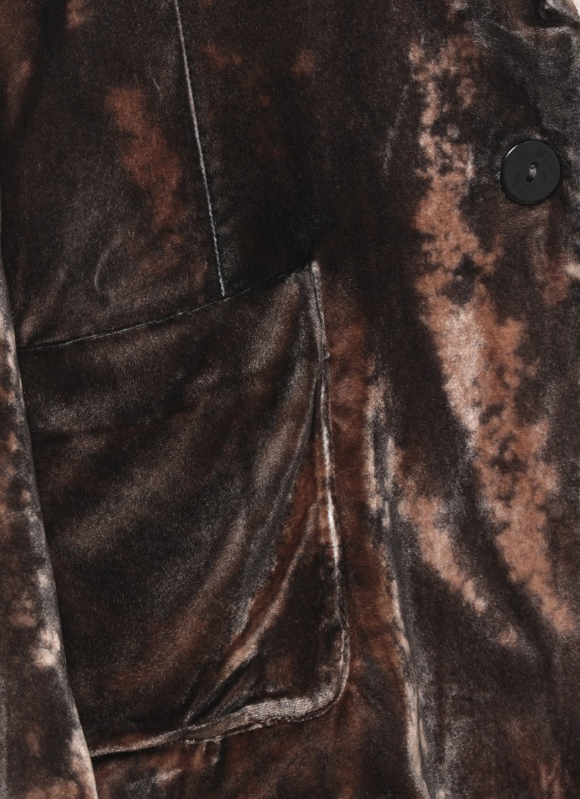 Avant Toi Mottled Brown Velvet Jacket With Tailored Silhouette