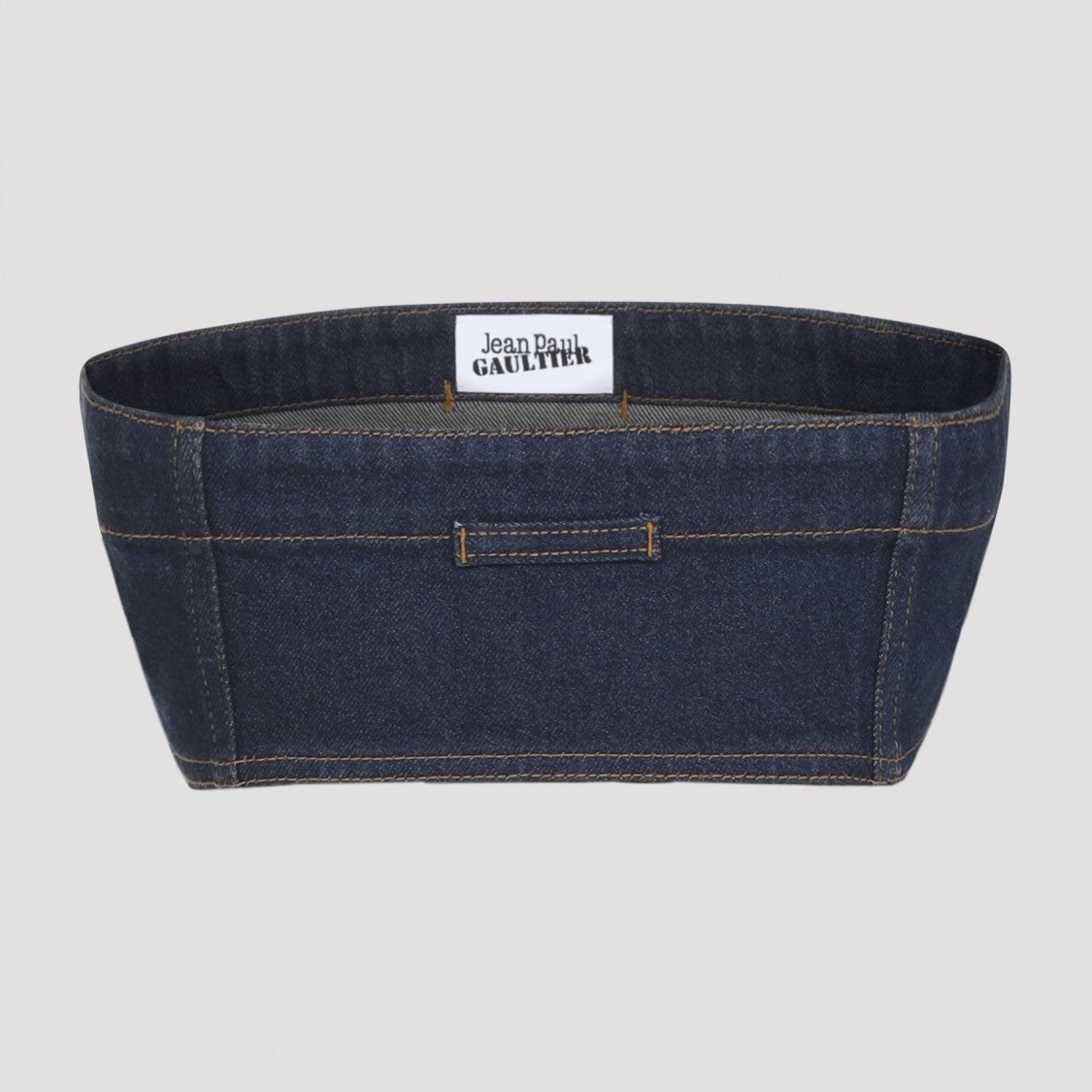 Jean Paul Gaultier Shoulderless Blue Denim Bra Top With Exaggerated Crop