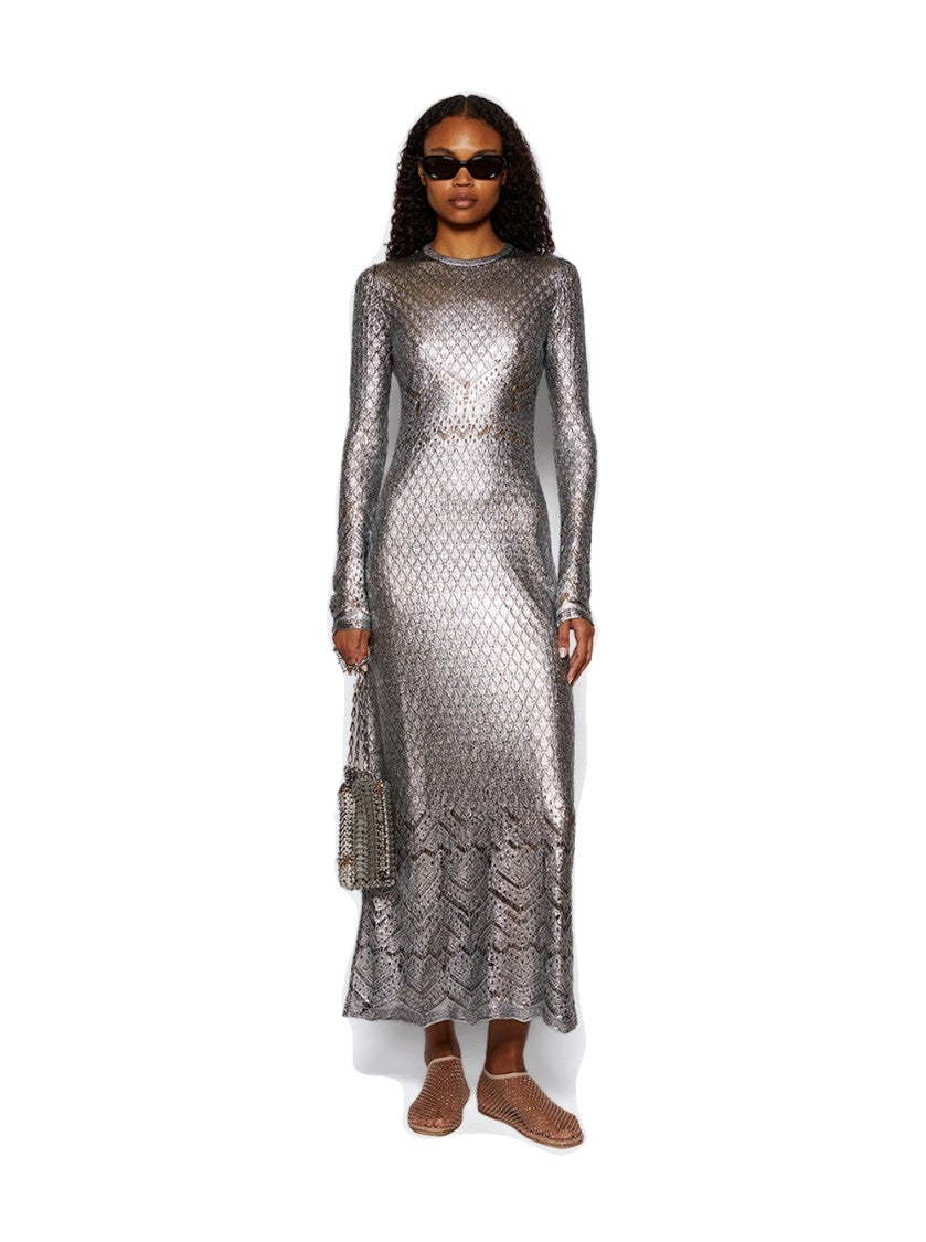 Rabanne Lace Knit Dress Silver