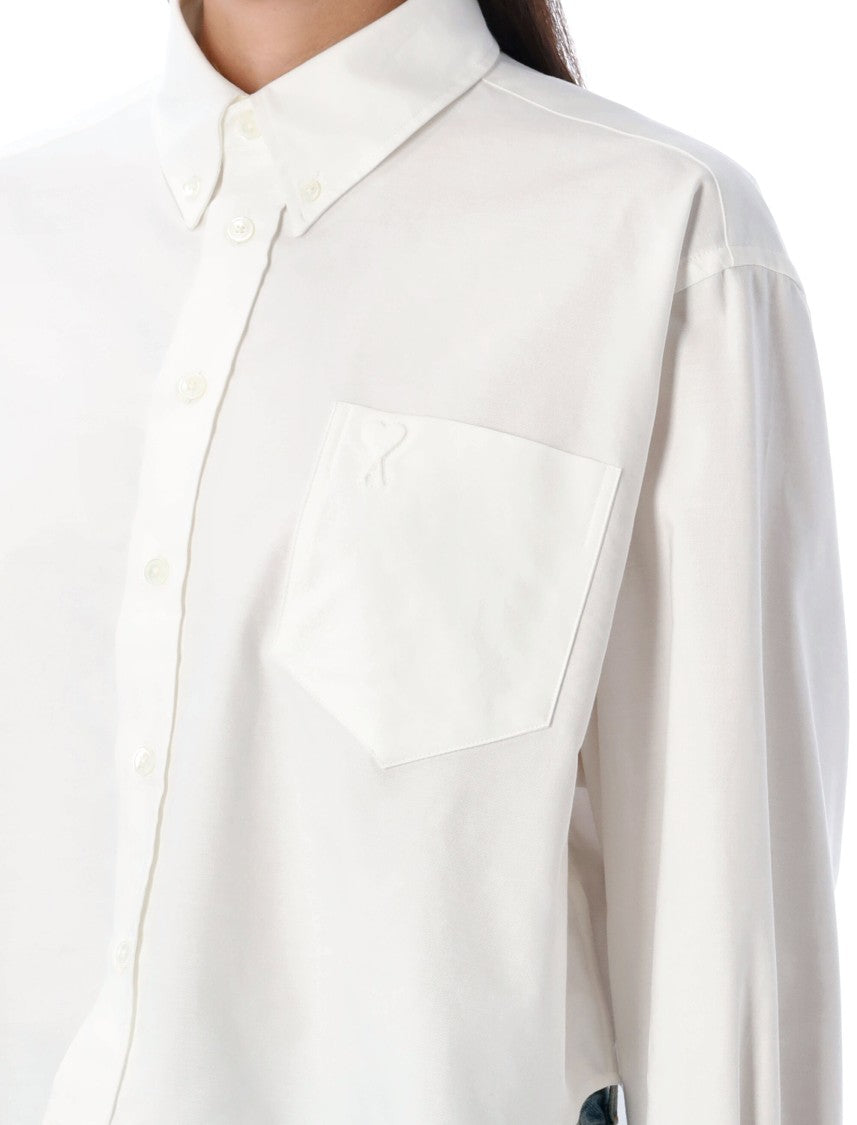 Ami Paris Oxford Cotton Emb Logo Cropped Shirt