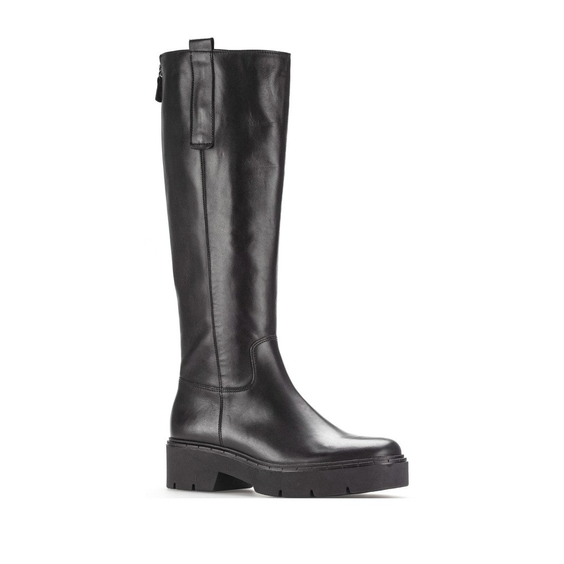 Gabor Black Tall Polished Side Zipper Leather Ankle Boots