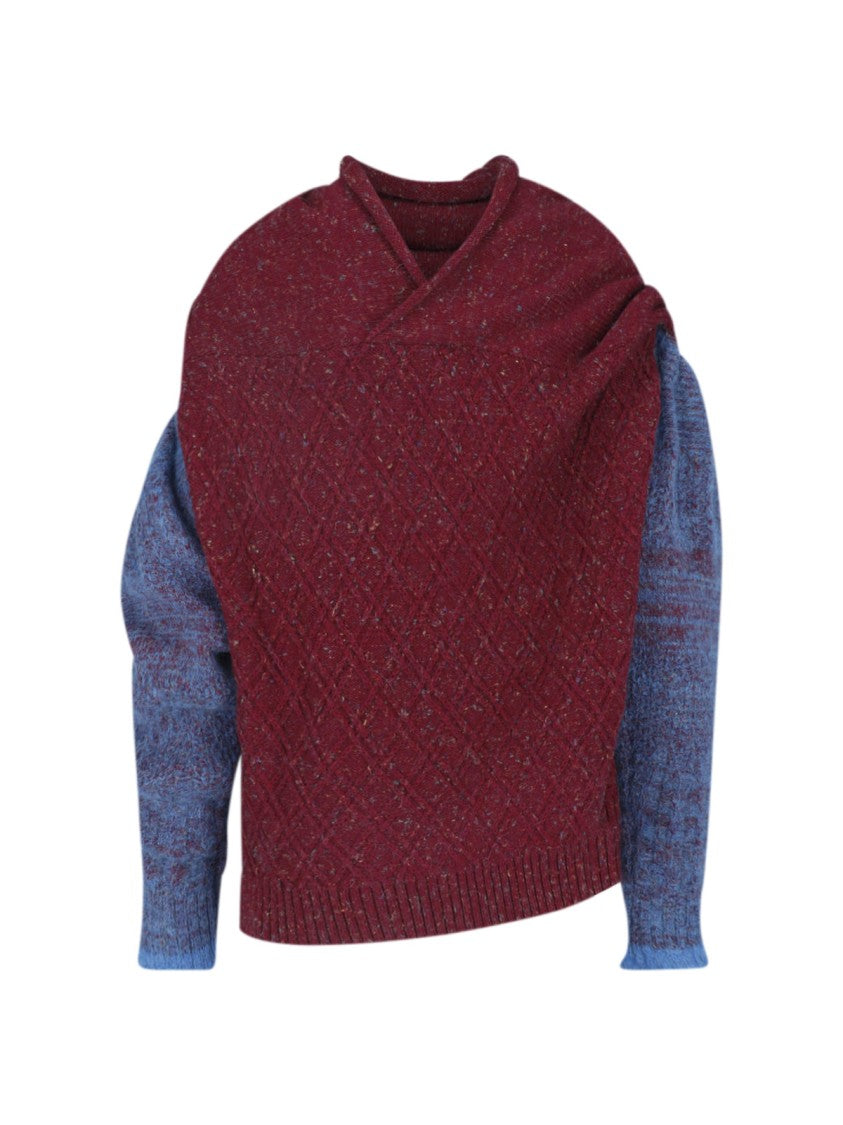 Vivienne Westwood Romy Bordeaux Red High Collar Wool-Blend Sweater