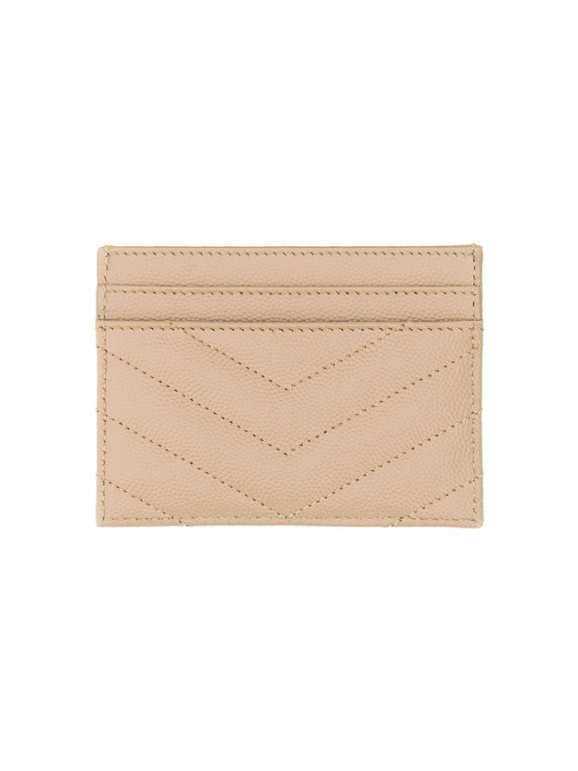 Saint Laurent Cassandre Chevron Quilted Leather Card Holder
