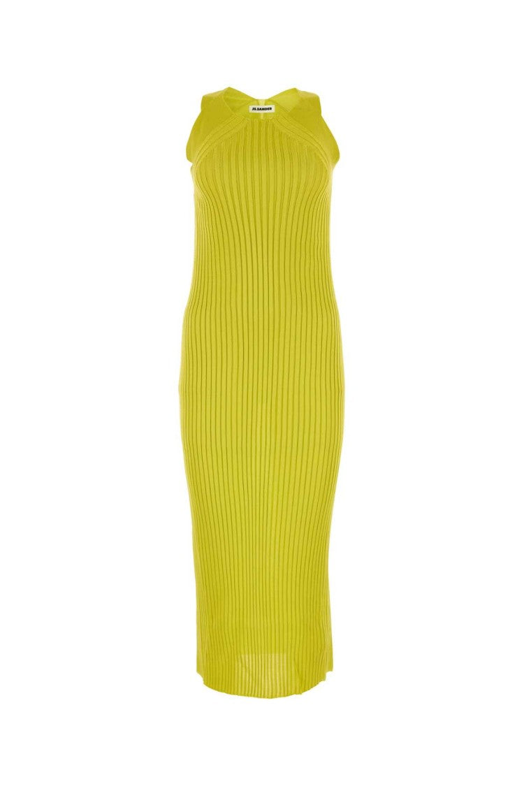 Jil Sander Ribbed High-Neck Midi Dress In Viscose