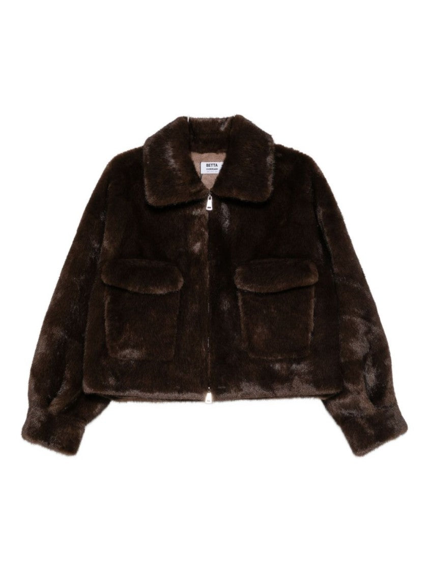 Betta Corradi Plush Faux Fur Cropped Coat