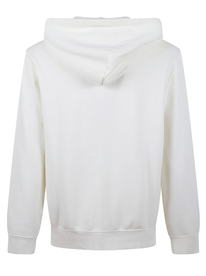 Polo Ralph Lauren Cream Cotton Blend Zip-Up Hoodie With Embroidered Pony