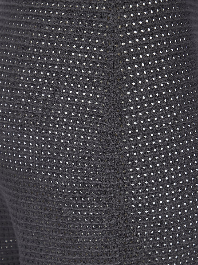 P.A.R.O.S.H. Flared Maxi Skirt In Soft Perforated Knit Fabric
