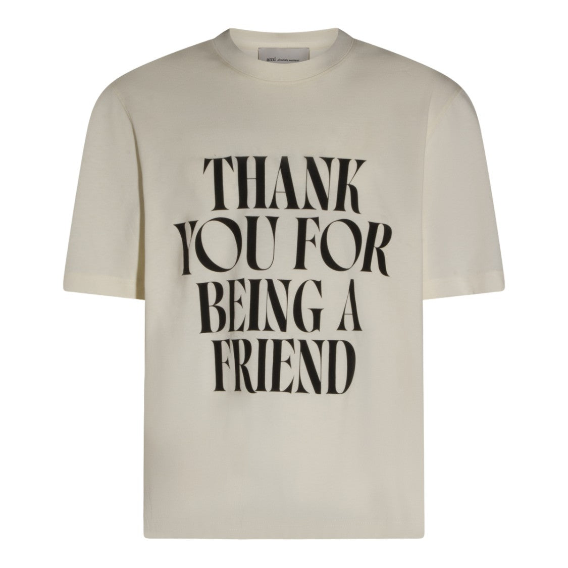 Ami Paris Beige Short-Sleeve T-Shirt With Bold Print