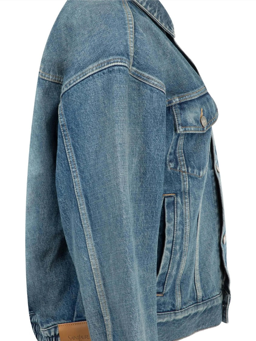 Saint Laurent 70S Cropped Denim Trucker Jacket
