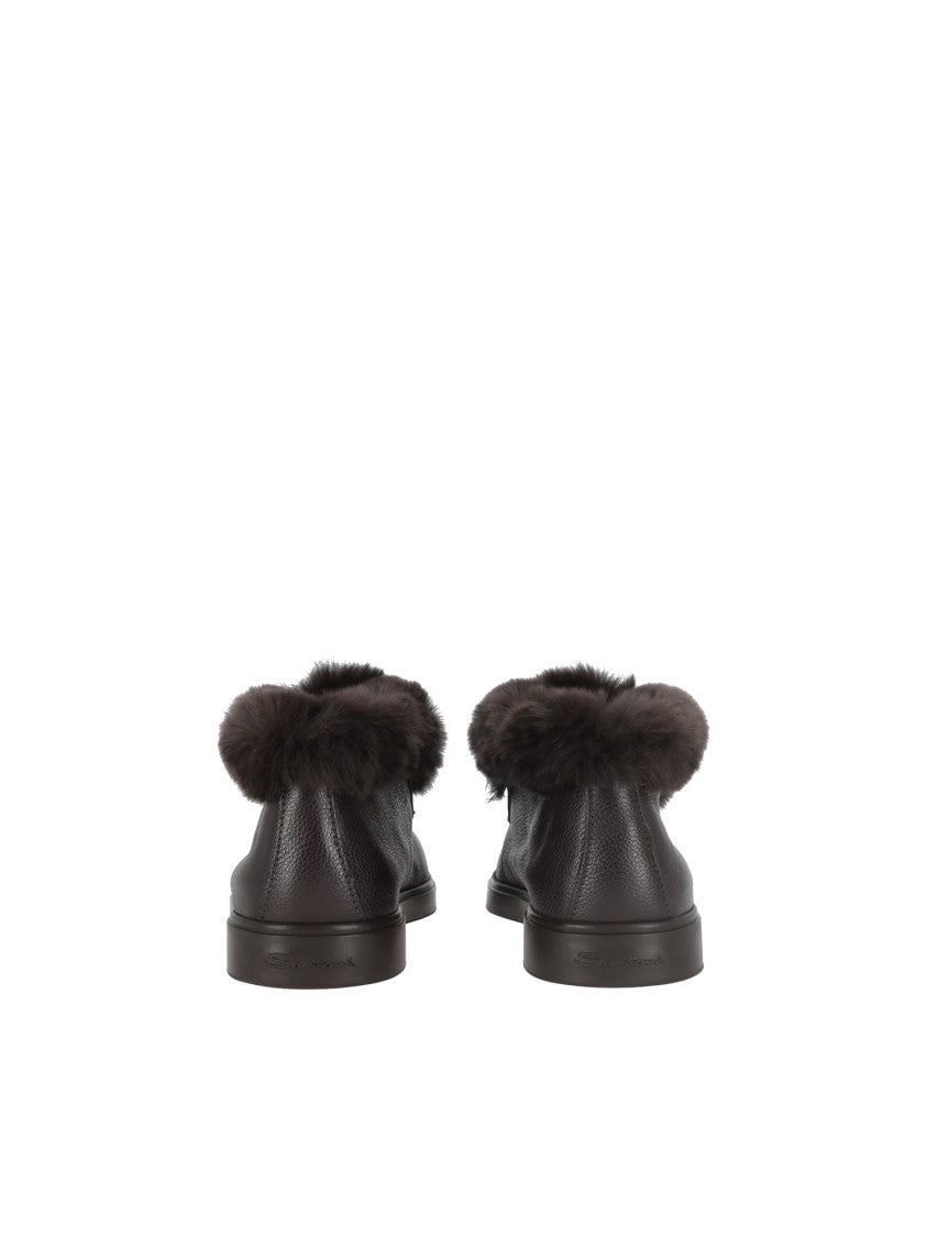 Santoni Black Desert Boot Hadeel Fur Trimmed Boots