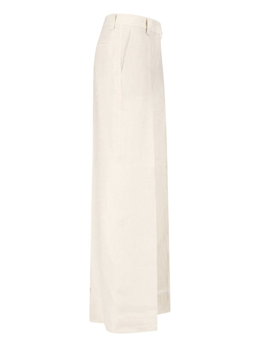 Incotex Cream Linen Straight-Leg Tailored Trousers