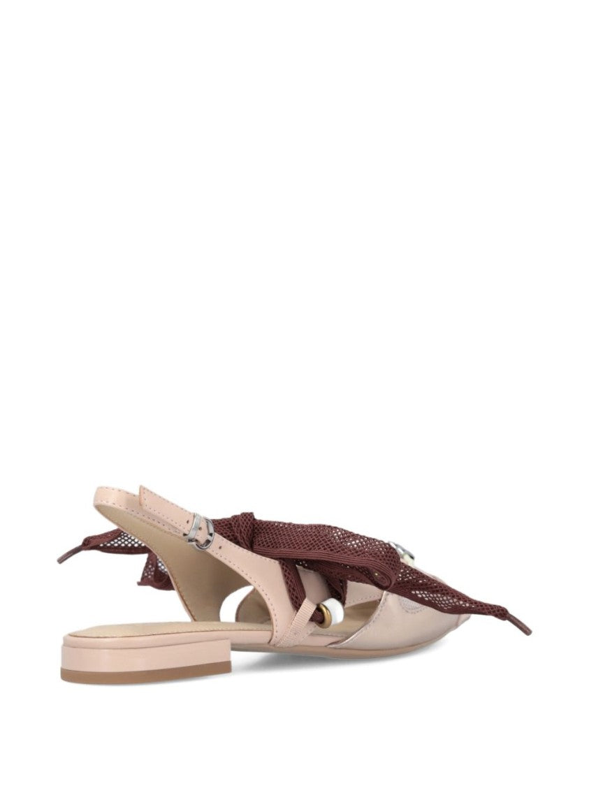 Pinko Light Pink Ribbon Slingback Sandals