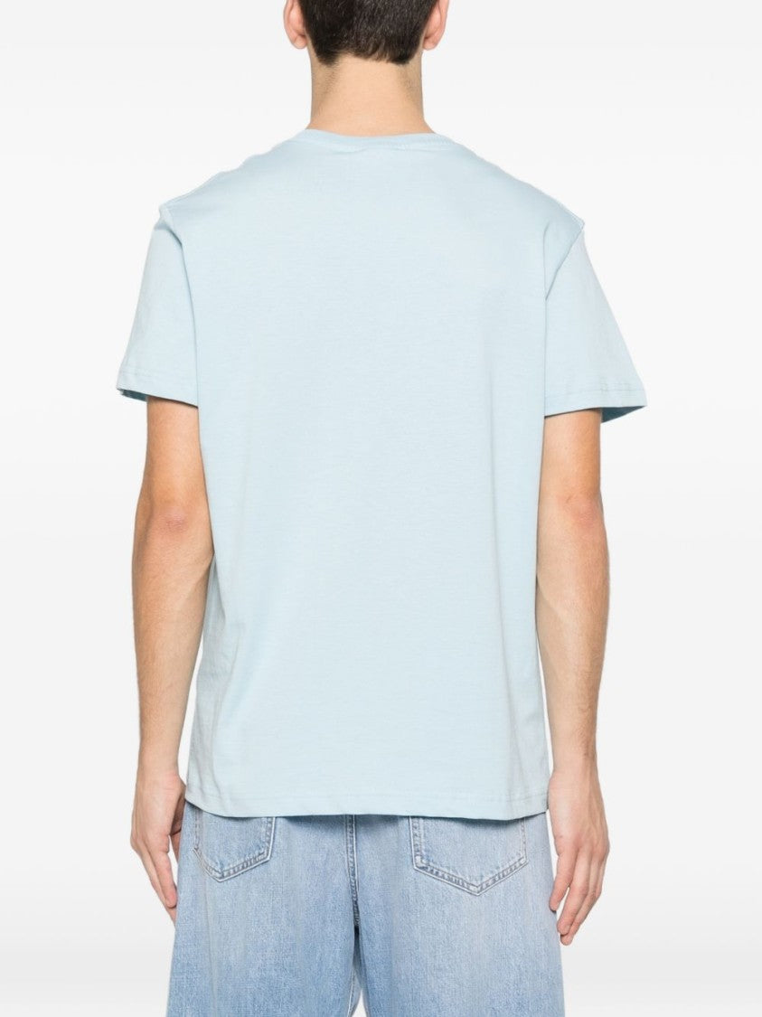 Versace Jeans Couture Light Blue Short-Sleeve T-Shirt With Artistic Print