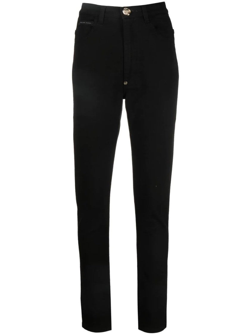 Philipp Plein White Super High-Waisted Cotton-Blend Skinny Jeans