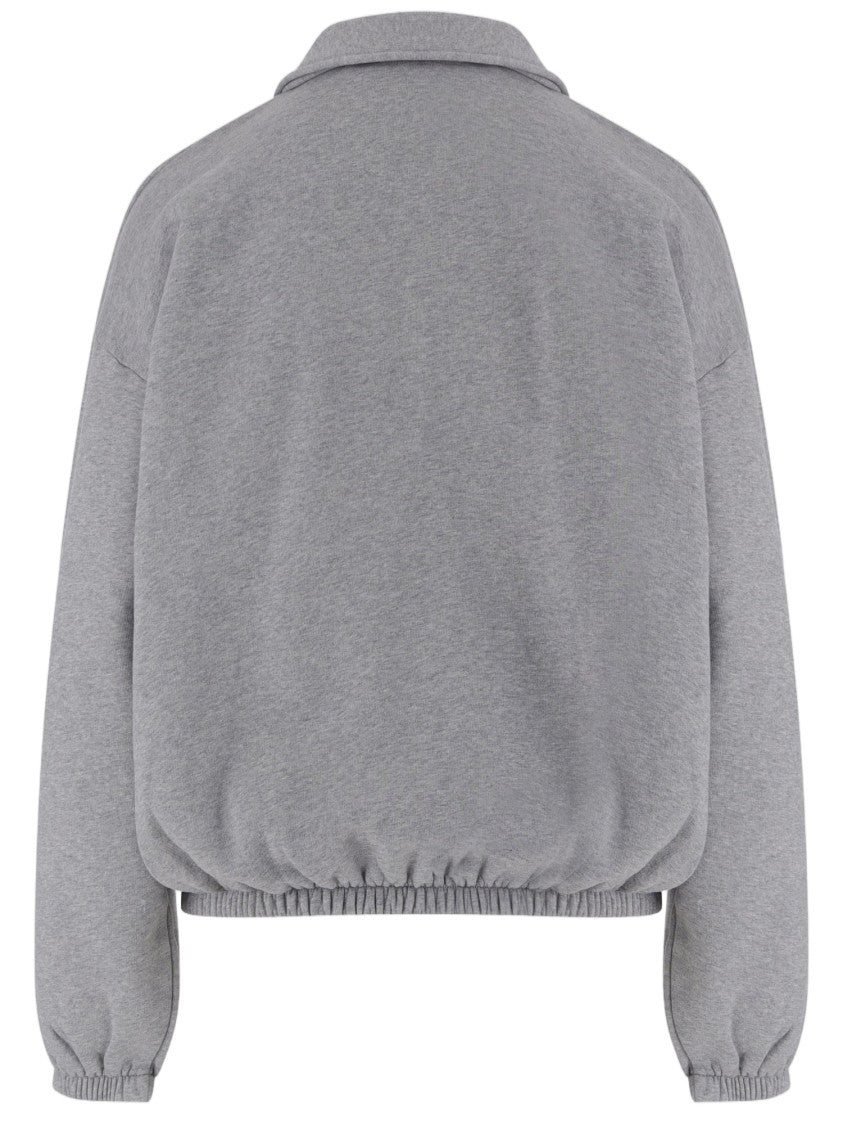 Darkpark Light Gray Half-Zip Chest Pocket Cotton Sweatshirt