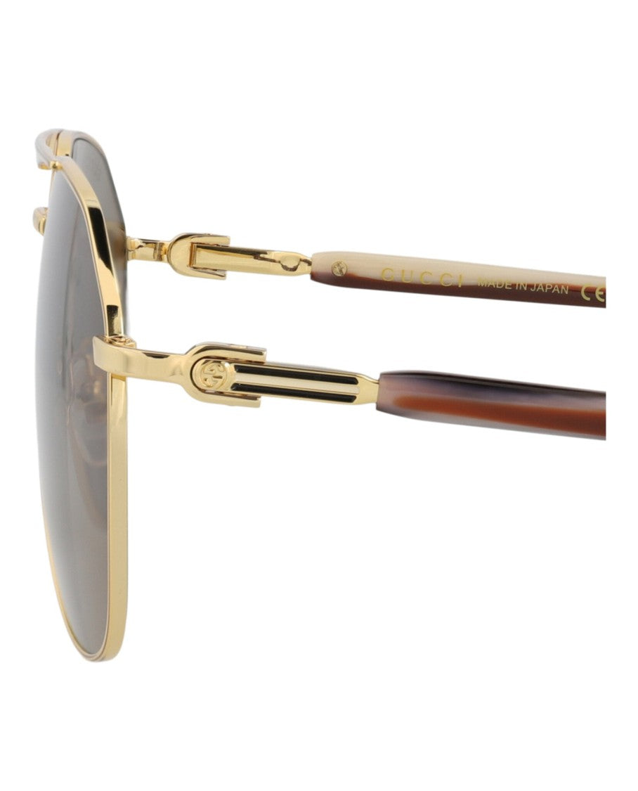 Gucci Aviator-Frame Metal Sunglasses With Gold Finish