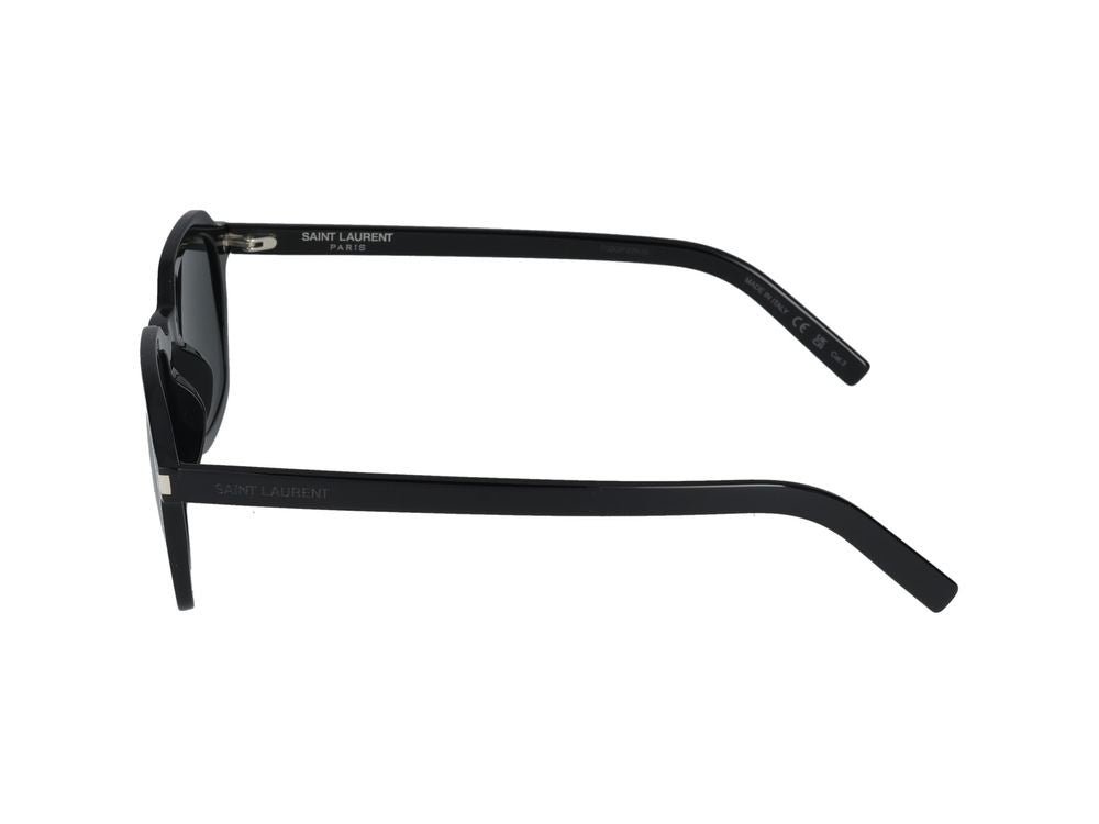 Saint Laurent Black Slim Frame Square Acetate Sunglasses