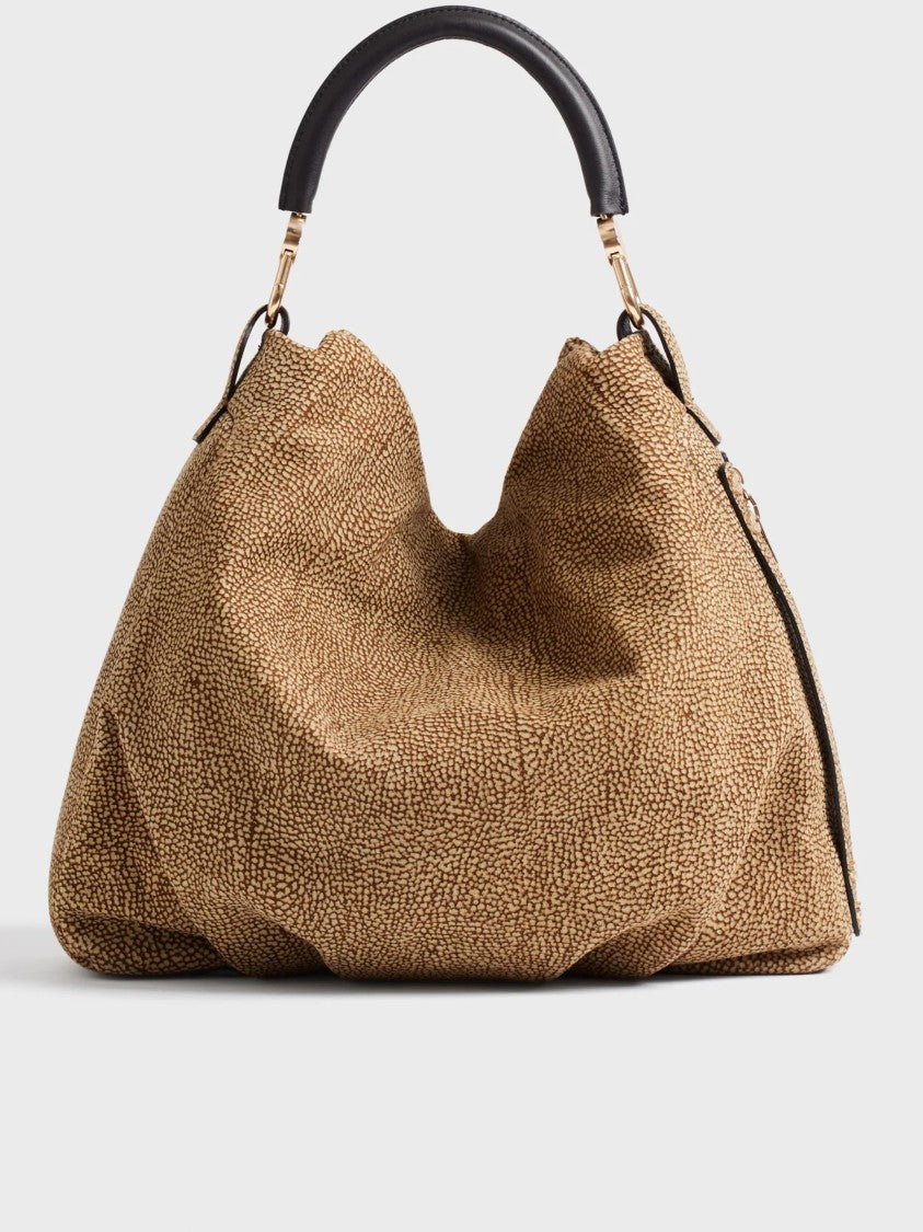 Borbonese Spacious Hobo Bag With Textured Pebbled Surface
