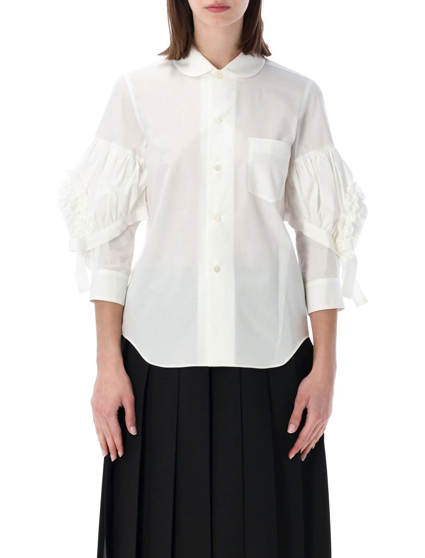 Comme Des Garçons Cotton Poplin Ruffle Sleeve Shirt