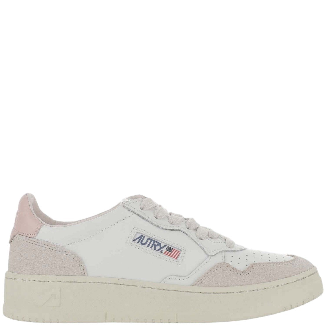 Autry White/Pink Medalist Low Leather Sneakers