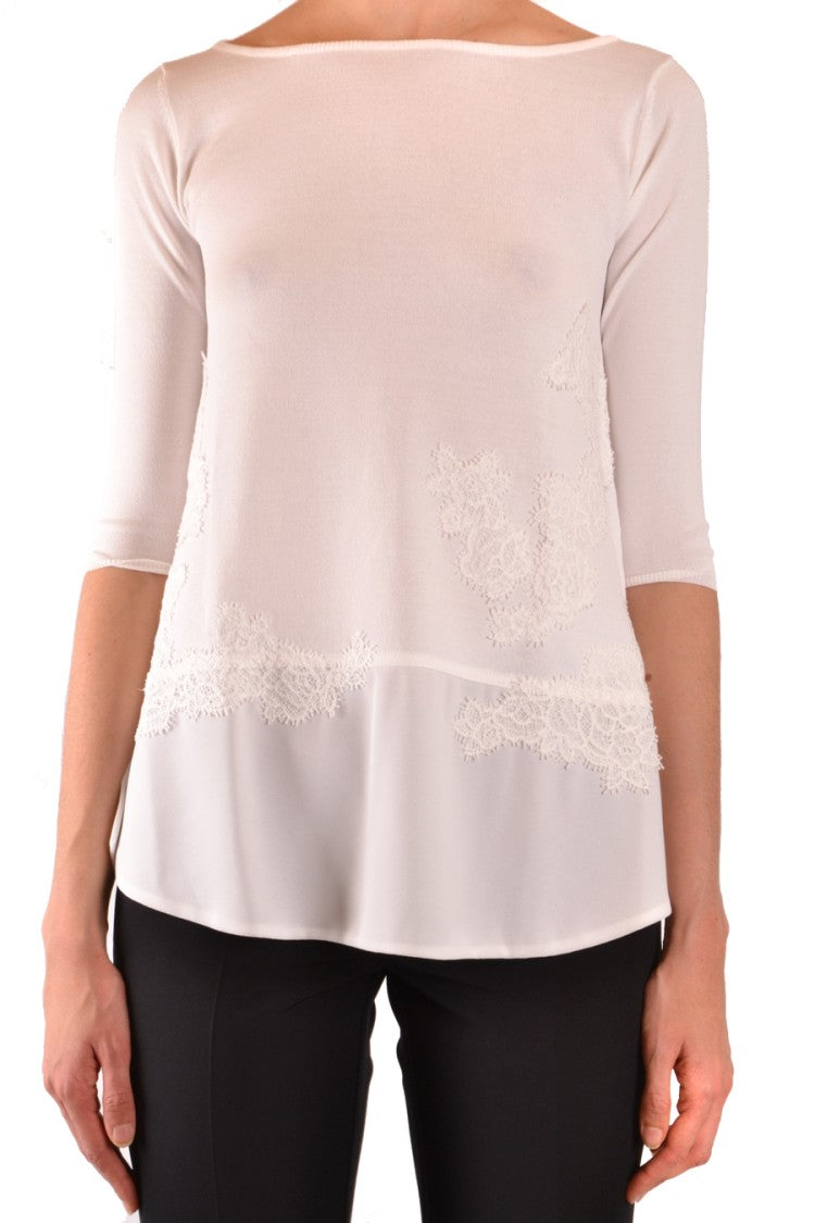 Ermanno Multicolor Sweater With Lace Appliqué