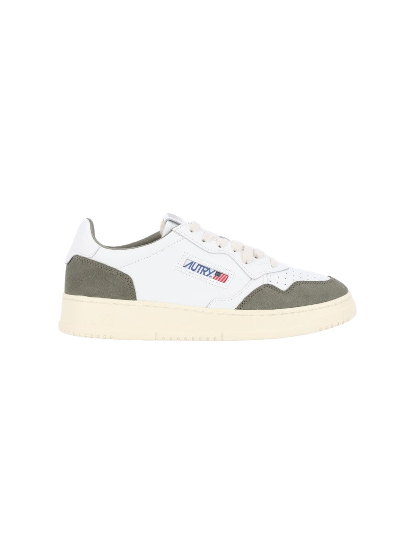 Autry Low-Top Sneakers With Olive Green Suede Overlays