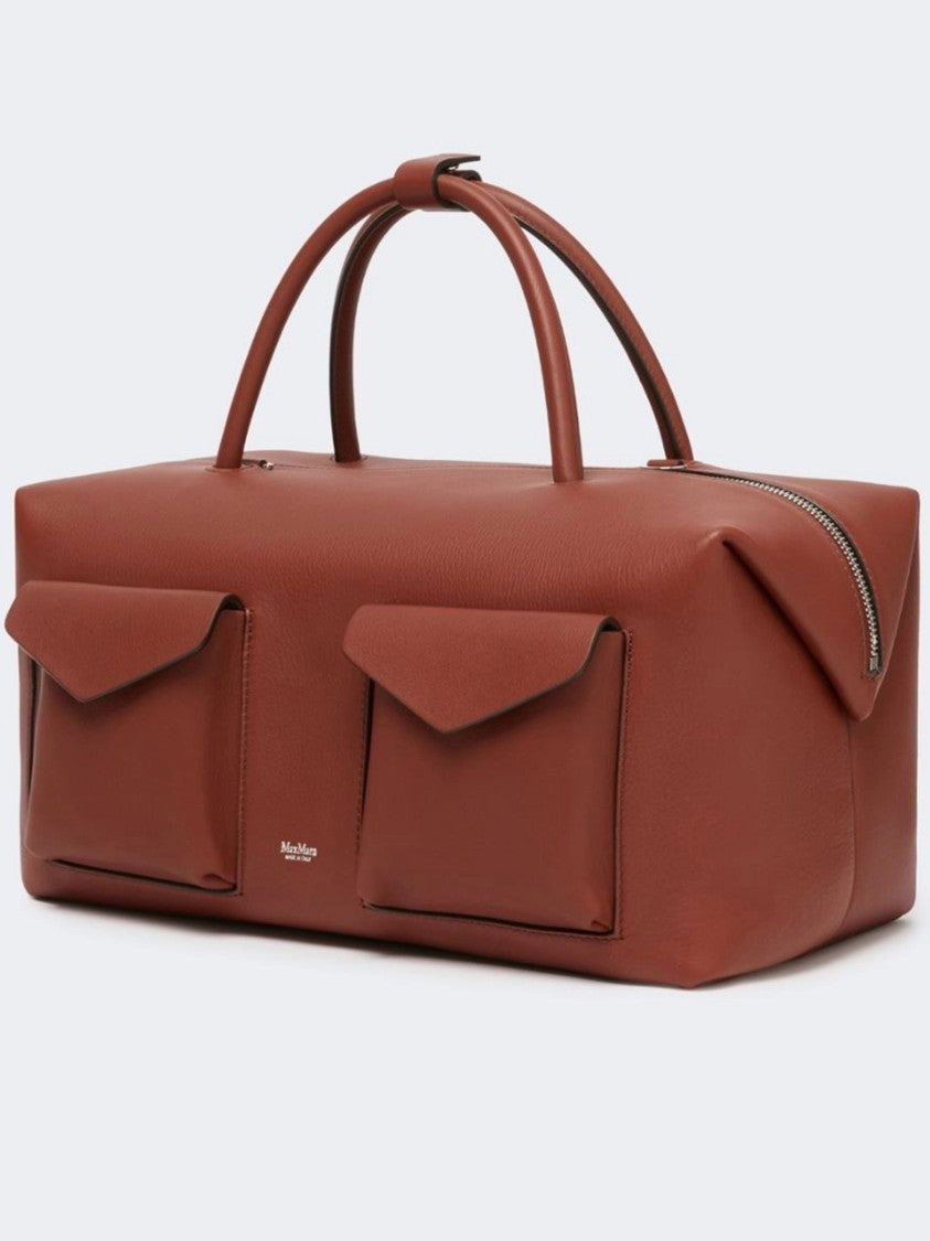 Max Mara Brown Mxaholdallcargo Structured Leather Holdall Bag