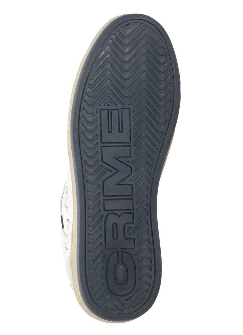Crime London White Suede Inserts Leather Sneakers