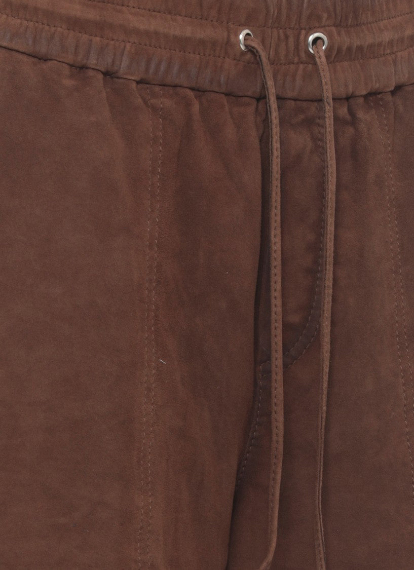 Parosh Brown Marfa Drawstring Suede Shorts