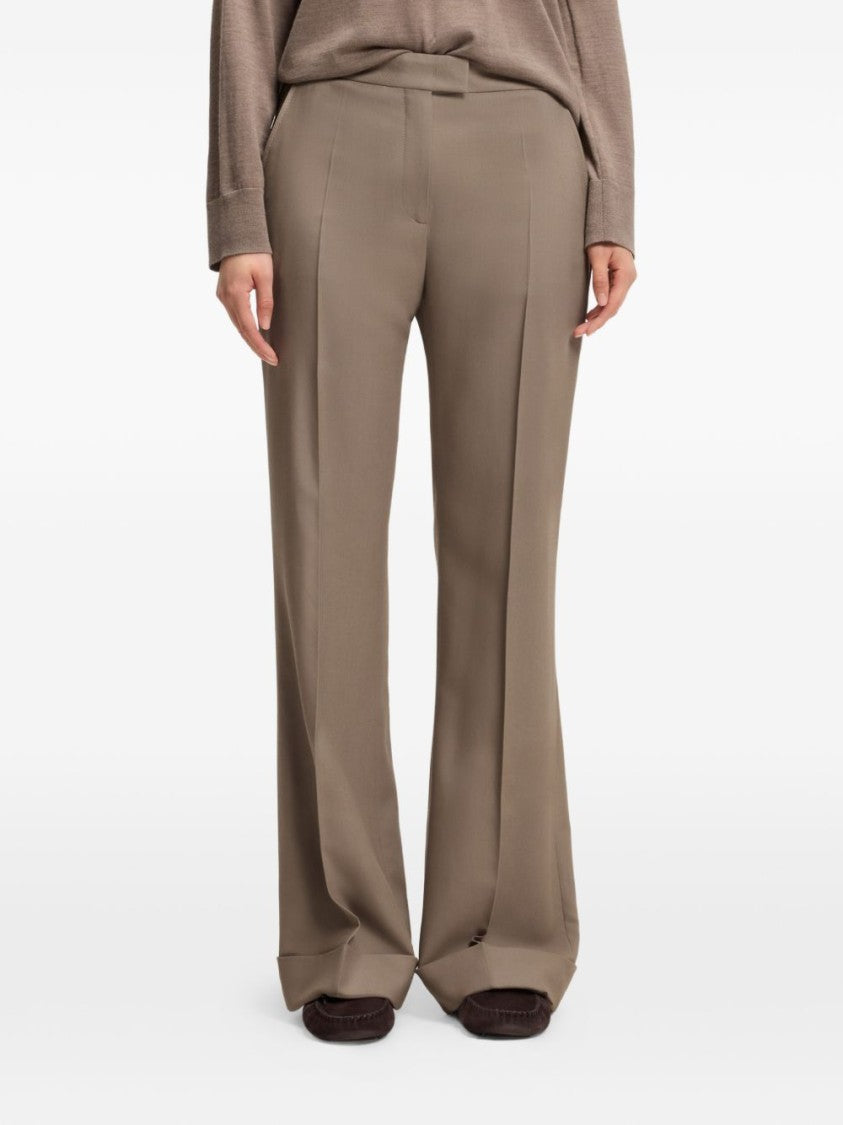 Boss Brown Tailored Straight-Leg Formal Pants