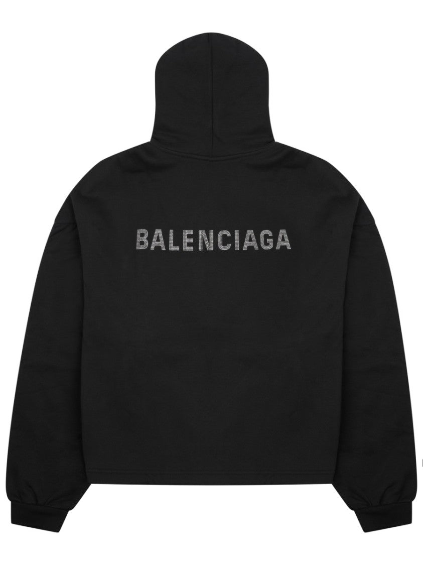 Balenciaga Cropped Sweatshirt With Front And Back Logo Details
