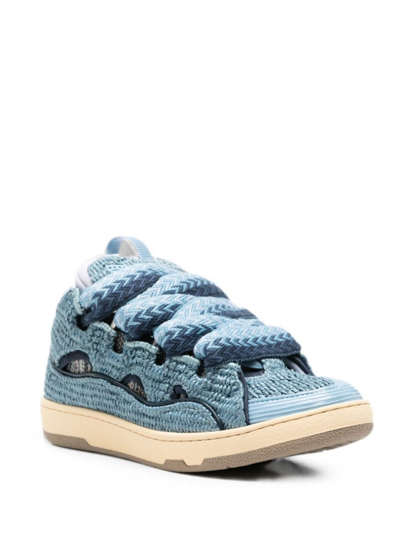 Lanvin Panelled Low-Top Sneakers With Faux Raffia Texture