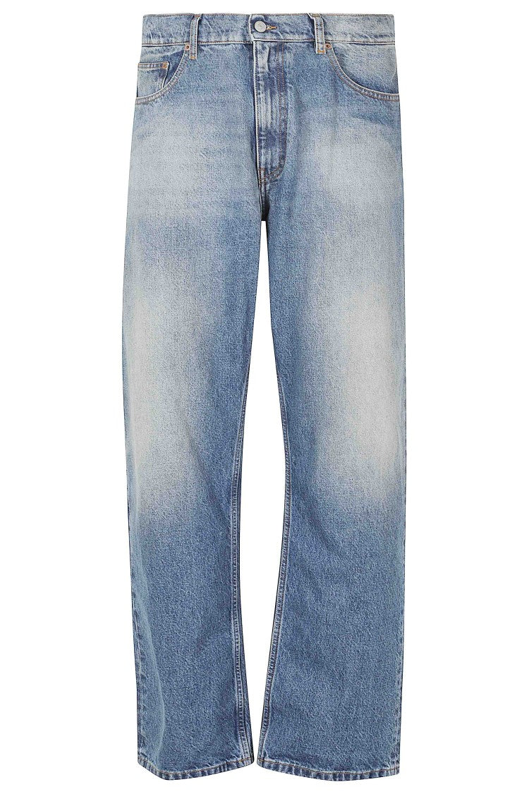 Mm6 By Maison Margiela Blue Straight-Leg Cotton 5-Pocket Jeans