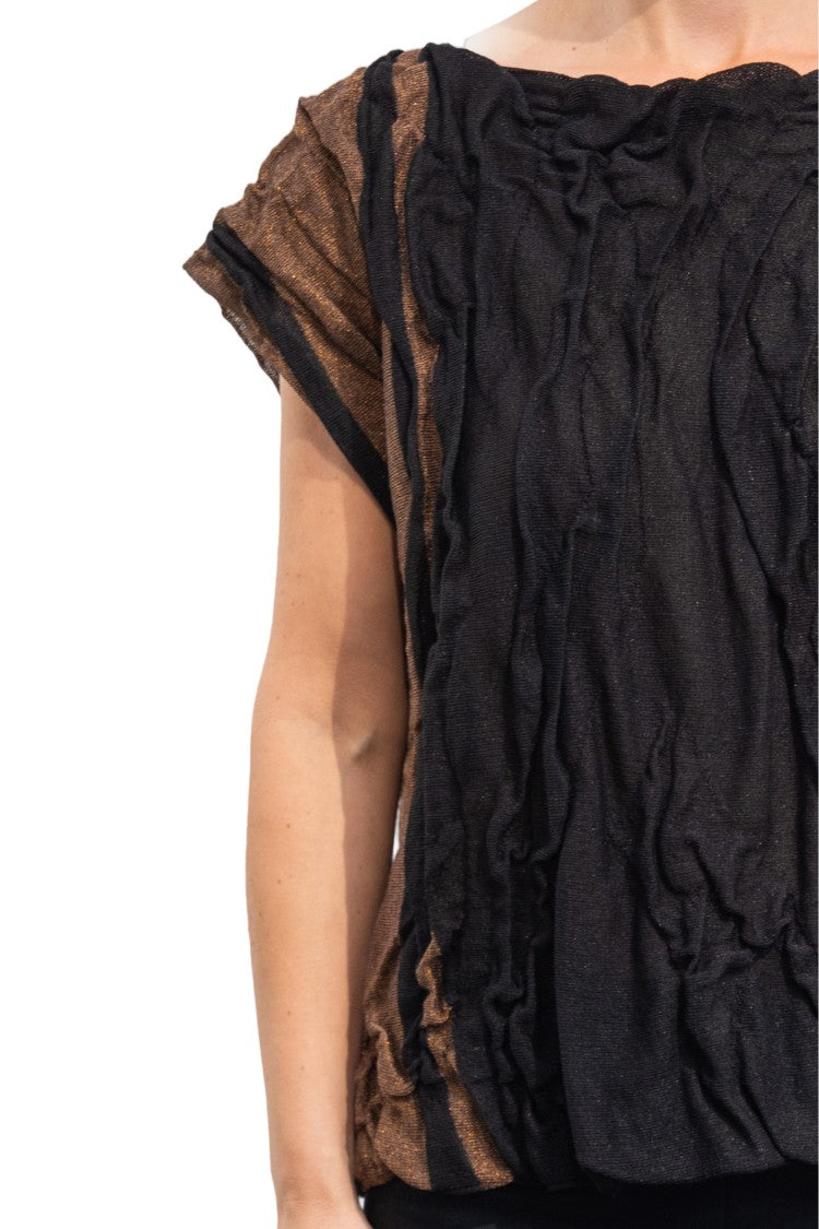 Pier Antonio Gaspari Short-Sleeved Trompe-L'oeil Striped Pullover