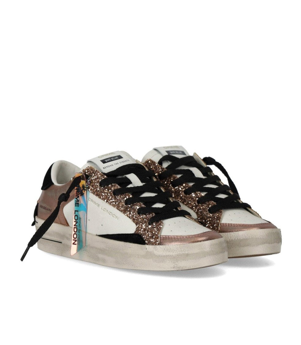 Crime London Sk8 Deluxe Low-Top Sneakers With Metallic Bronze Accents
