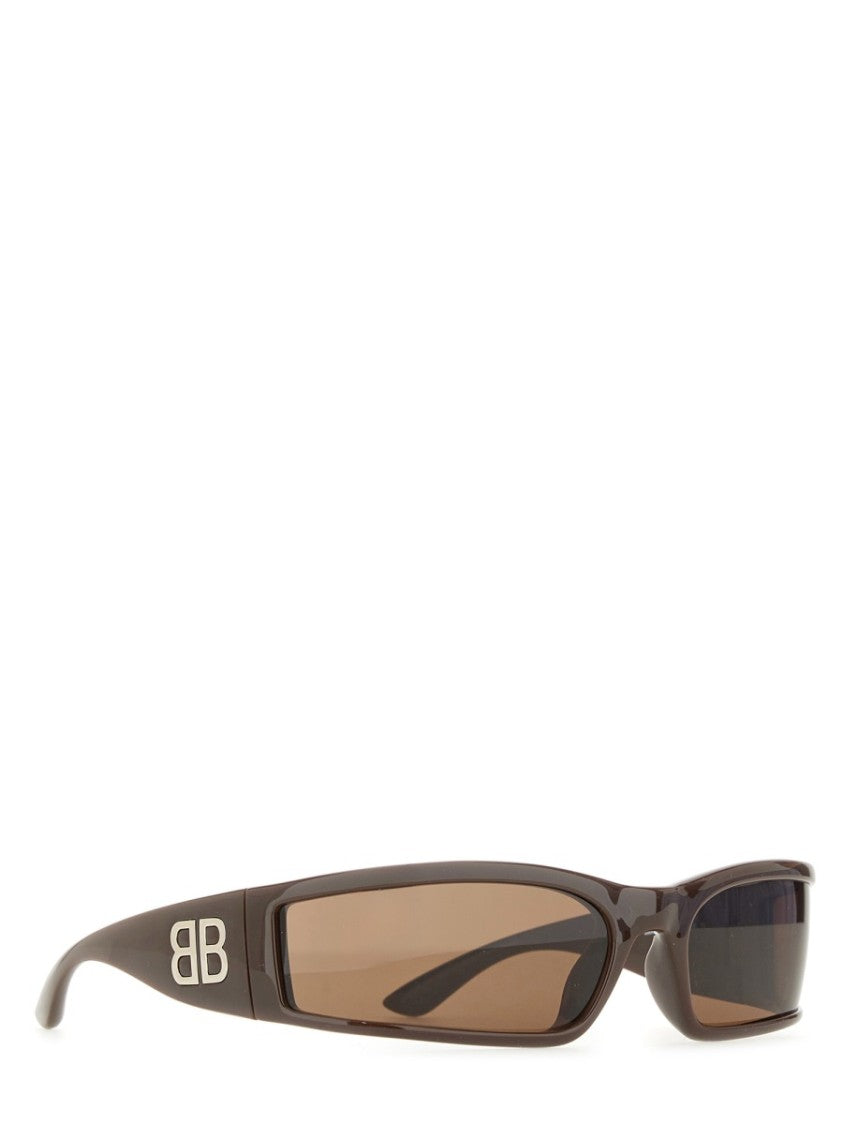 Balenciaga Sunset Rectangle Metallic Logo Sunglasses