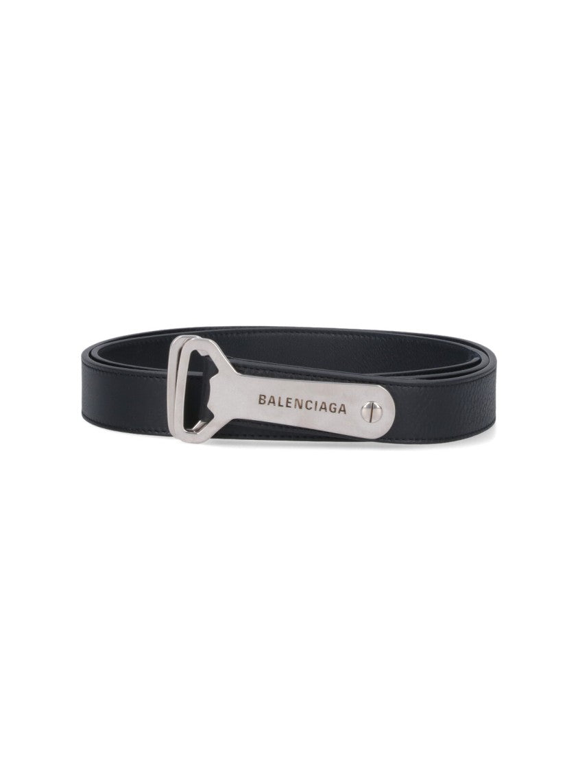 Balenciaga "D Ring" Bottle Opener Belt Black