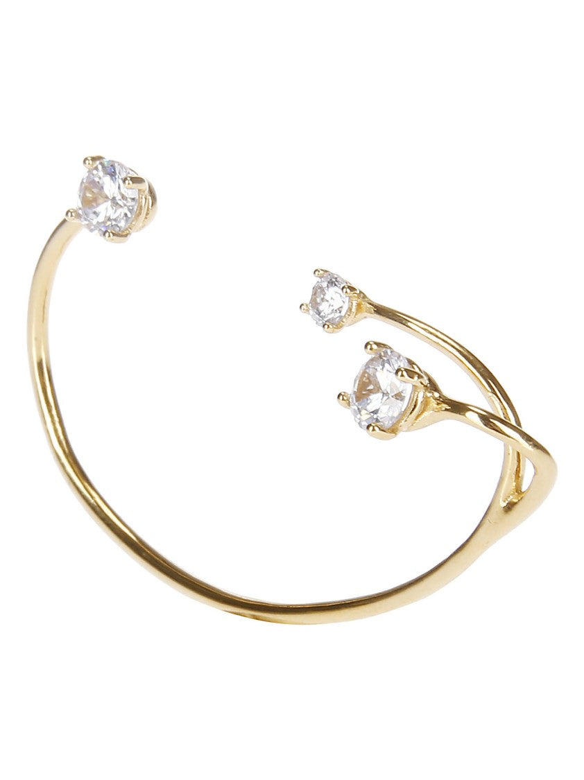 Panconesi Curved Silver Earring With Zircon Accents