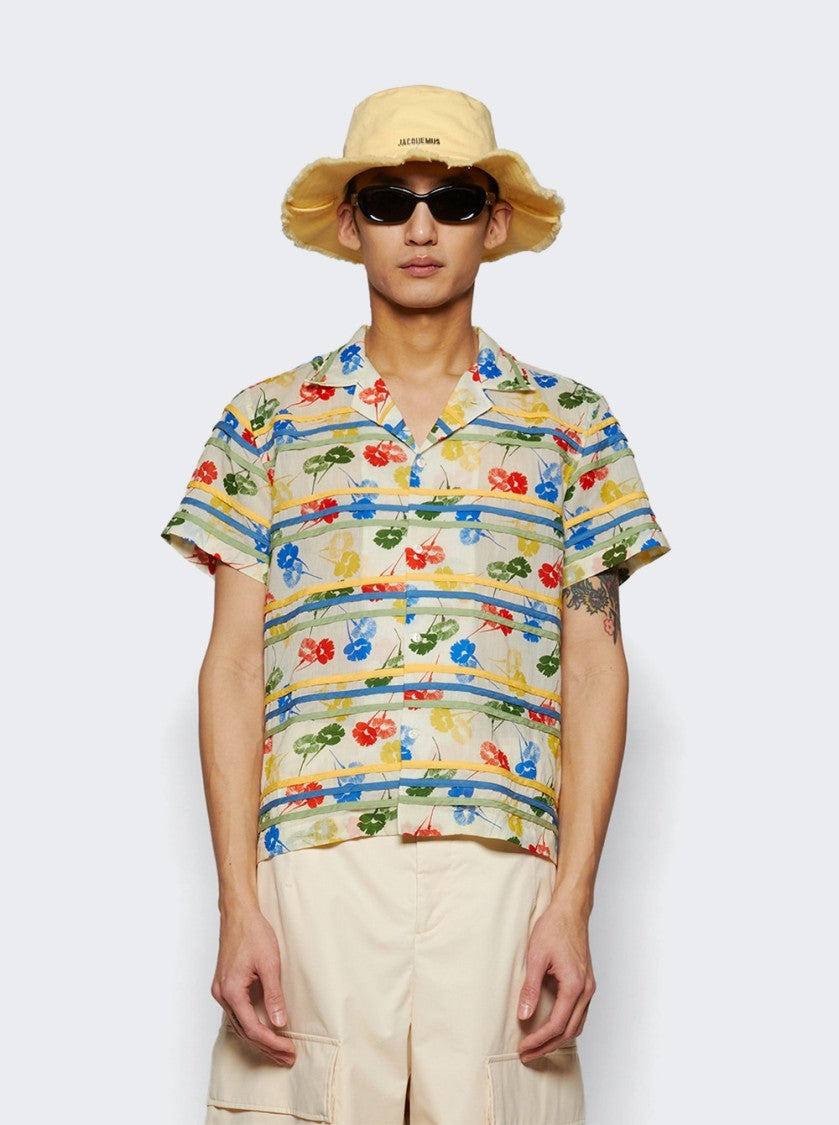 Bode Flower Stamp Short Sleeve Shirt Multicolor